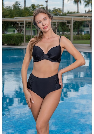 Ruko Maio Kadın Yüksek Bel Toparlayıcı Destekli Siyah Bikini Takımı