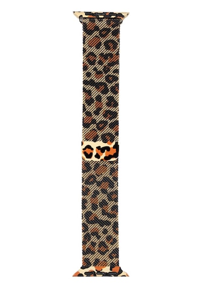 Apple Uyumlu Watch 44mm Zore Krd-01 Leopar Desenli Metal Kordon