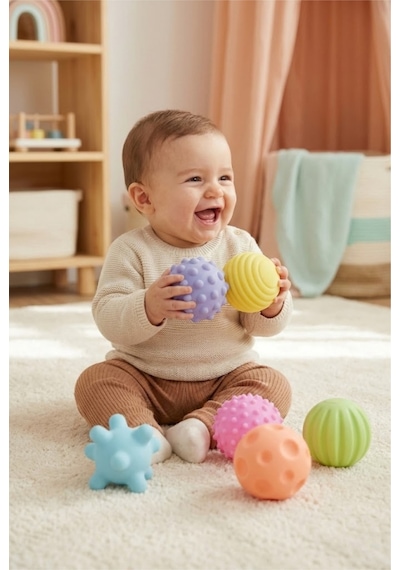 Bebek Duyusal Gelişim Topu 6 Lı Set İnce Motor Ve Dokunma Duyusu Destekler