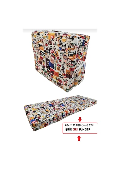 Mor Minder Love Model Katlanır Kamp ve Çadır Yatağı 70 x 180 6 CM Gri Çok Renkli