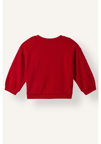 Defacto Bisiklet Yaka Ayıcık Aplikeli Sweatshirt Kız Bebek I1716a526aurd70 Kırmızı-rd70