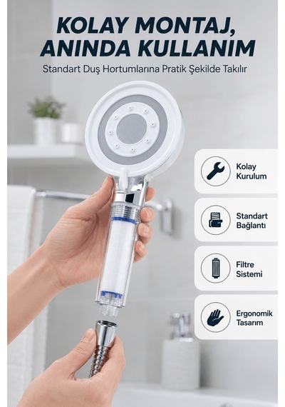 Lexroo Filtre Hazneli Basınç Artırıcı Duş Başlığı Kireç Filtreli Diğer