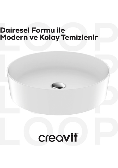 Creavit LOOP145BEYAZSET Loop Çanak Lavabo Armatür Ve Sifon Başlığı Seti Beyaz