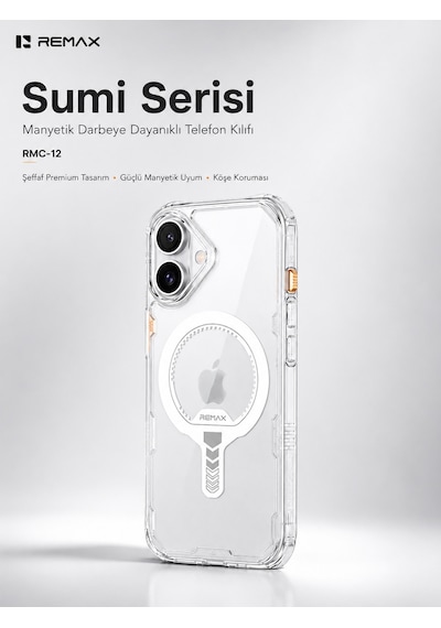 Remax Sumi Series Apple iPhone 17 Magsafe Uyumlu Şeffaf Kılıf Darbe Emici Askeri Sınıf Koruma Rmc-12
