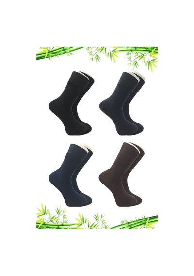Kardeşler Çorap Erkek Bambu Soket Uzun Asorti Çorap Dikişsiz 4'lü Premium Kutulu Çok Renkli - 704315174 Çok Renkli