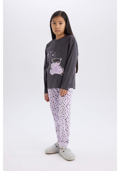 DeFacto Kız Çocuk Pijama Takımı Baskılı Uzun Kollu Üst Esnek Belli Desenli Uzun Alt E0532A825SPAR126 Antrasit DeFacto Kız Çocuk Pijama Takımı Baskılı Uzun Kollu Üst Esnek Belli Desenli Uzun Alt E0532A825SPAR126 Antrasit