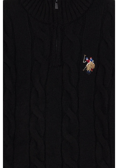 U.S. Polo Assn. Erkek Çocuk Yarım Fermuarlı Siyah Kazak 50297422-VR046