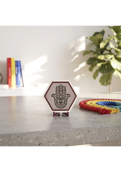Modern Hamsa Masaüstü Objesi, Çalışma Alanınıza Özgünlük Katan Şık Ve Estetik Bir Tasarım Parçası 10x10 Cm, Yavru Ağzı