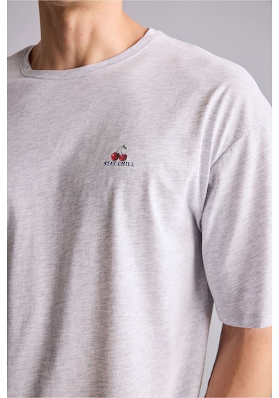 Defacto Boxy Fıt Kısa Kollu 2li Şortlu Pijama Takımı I0666ax26hsgr100 Gri-gr100