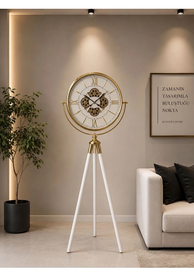 Tripod Ayaklı Dekoratif Saat Gold