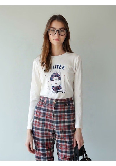 Novavita Yenihayat Beyaz Baskılı Pijama Takımı