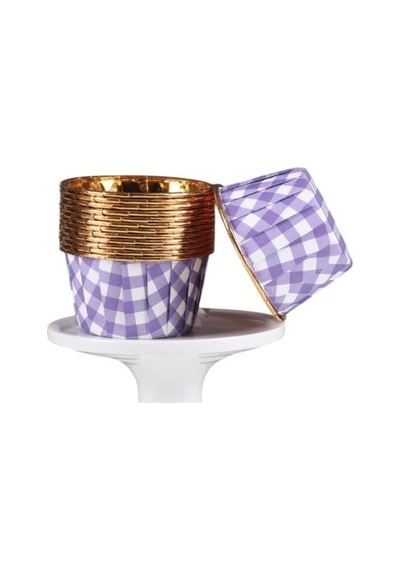 Cupcake/muffin /suffle Kek Kapsülü Mor Desenli 50 Li Yeşil