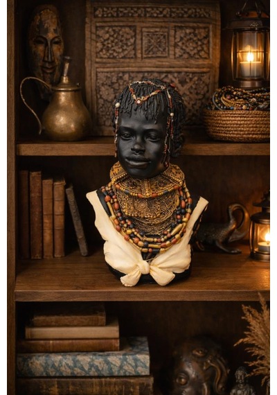 Afrikalı Kadın Büst Biblo 36 Cm Etnik Salon Dekorasyonu, Afrika Temalı Dekoratif Heykel, Konsol Ve Şömine Üstü Dekor Objesi Afrikalı Kadın Büst Biblo 36 Cm Etnik Salon Dekorasyonu, Afrika Temalı Dekoratif Heykel, Konsol Ve Şömine Üstü Dekor Objesi