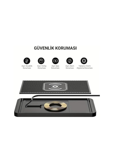 Polham 20w Süper Hızlı Kaymaz Kauçuk Kablosuz Şarj Aleti, Araç Ve Masaüstü Kullanıbilir, Su Geçirmez Şarj Pedi