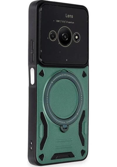 Uryport Xiaomi Poco C61 Kılıf Joy Lens Standlı Kapak - Koyu Yeşil