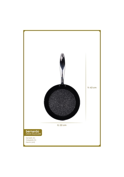 Bernardo Chef Line Granit Tava Siyah 22cm