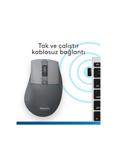 Philips SPK7528 Kablosuz Bluetooth 1600DPI 5 Tuşlu Sessiz Optik Mouse