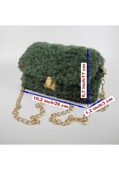 El Örgüsü Örme Kürk İp Omuz Çanta, Handmade Kadın Çanta 202301013 Yeşil