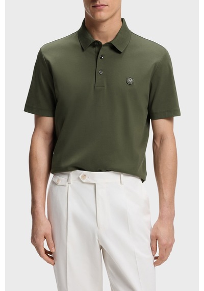Boss Logolu %100 Pamuk Regular Fit Düğmeli Polo Erkek Polo 50555829 347 Haki