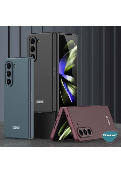 Microsonic Samsung Galaxy Uyumlu Z Fold 5 Kılıf Shape Hard Cover Koyu Yeşil