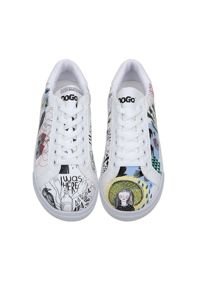 Kadın Vegan Deri Beyaz Sneakers - I Was Here Tasarım Çok Renkli