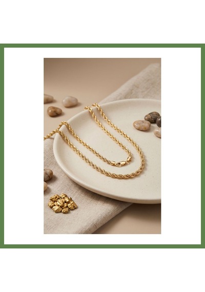 Bezos Cm Burgu Zincir Model Gold Renk 50 Cm Kadın Kolye Hb006