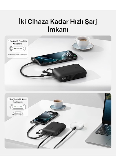 Belkin Bpb027hqbk Boostcharge 10.000 Mah 20w Usb-c Powerbank Dijital Göstergeli Taşınabilir Şarj Cihazı - Siyah