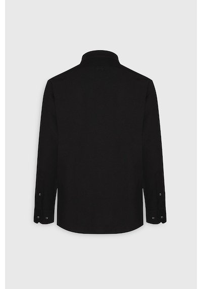 Erkek Sıyah Slim Fit Dar Kesim Düğmeli Yaka Pamuklu Oxford Gömlek Siyah