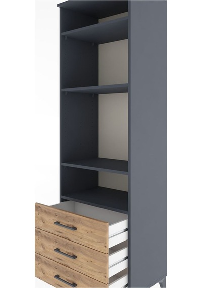 Hyperion Dolap 4 Raflı 3 Çekmeceli 60x44x195 Antrasit-çam Antrasit