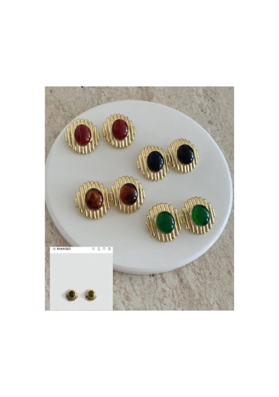Lunarie Art Deco Çizgili Vintage Statement Küpe Altın
