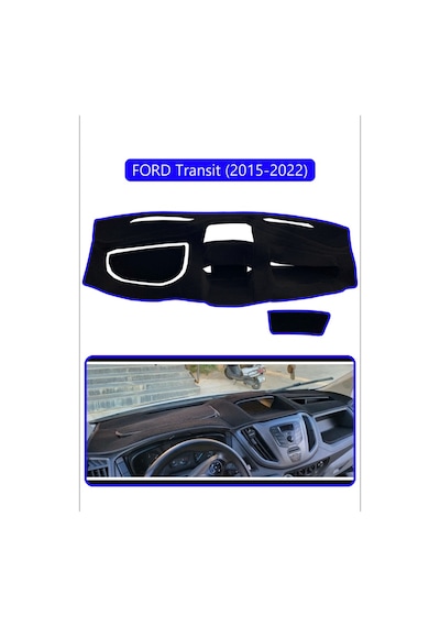 Ford Transit 2015-2022 Torpido Koruma Halısı Mavi Kenar