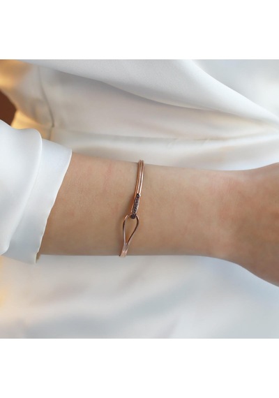 Düğüm Taşlı Rose Gold Kaplama Gümüş Bileklik Gümüş
