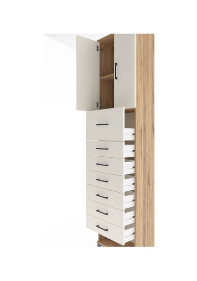Arges Dolap 2 Raflı 7 Çekmeceli 2 Kapaklı 60x30x243 Çam-aytaşı Atlas Çam