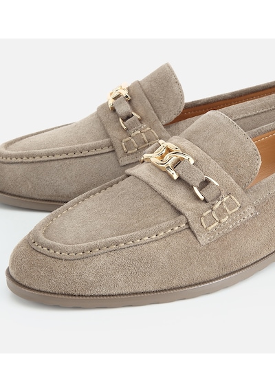 Hotiç Kadın Süet Deri Açık Yeşil Toka Detaylı Klasik Loafer