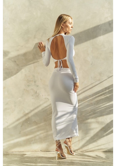 Mai Collection Mai Studios Co. Bonita Beyaz Crop Etek Takım Beyaz