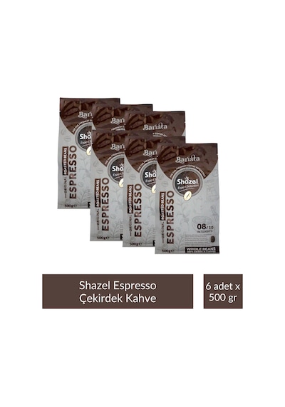Shazel Çekirdek Espresso Kahve 500 Gr X 6 Adet Çekirdek