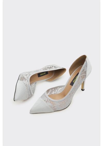 Derinet Tül Dantelli Kadın Stiletto Gümüş GÜMÜŞ