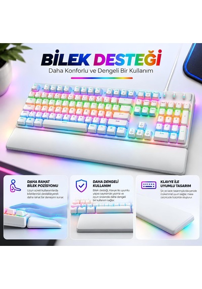 Node Game Kablolu Rgb Mekanik Oyuncu Klavye Bilek Destekli Kb-15