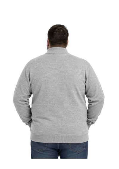 Battalmoda Erkek Büyük Beden Gri Basic Cepli Triko Hırka 3xl-4xl-5xl-6xl