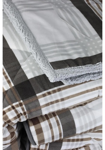 Merinos Comforter Çift Kişilik Yorgan Seti Kahve Gri 220x240 Gri