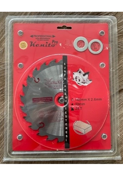 Kenito 165mm Elmas Testere Ahşap Mdf Sunta Kesici Göbek 16-20-30mm