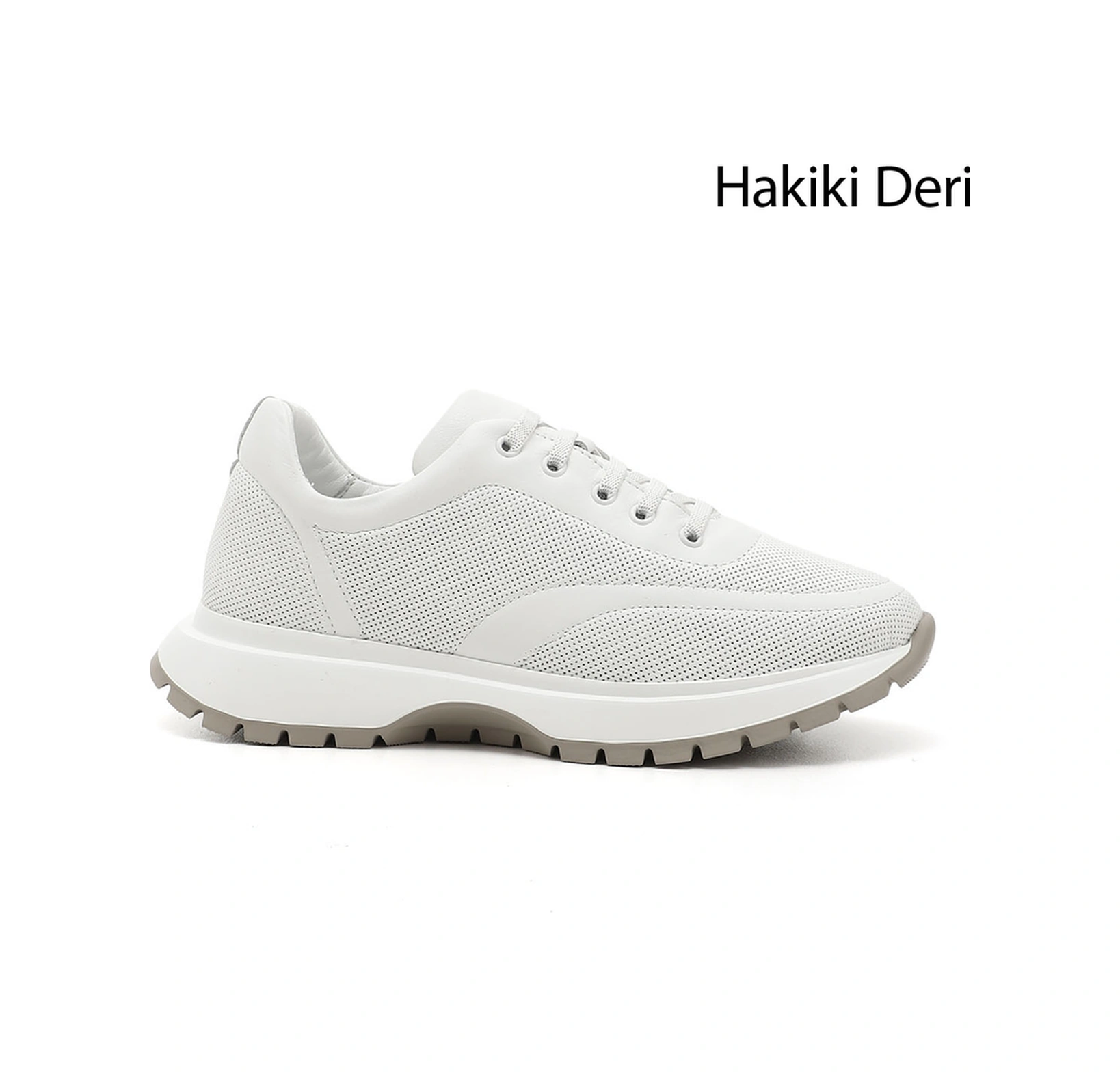 Gönderi(R) Gönderi R Kadın Beyaz Dolgu Taban Lastik Bağcıklı Hakiki Deri Sneaker Ddza83742545 Beyaz
