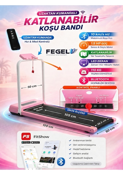 FG-07 FitShow Uygulama Destekli Katlanabilir Koşu Bandı