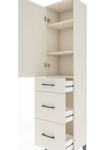 Arges Dolap 3 Raflı 3 Çekmeceli Tek Kapaklı 44x30x182 Aytaşı-... Aytaşı