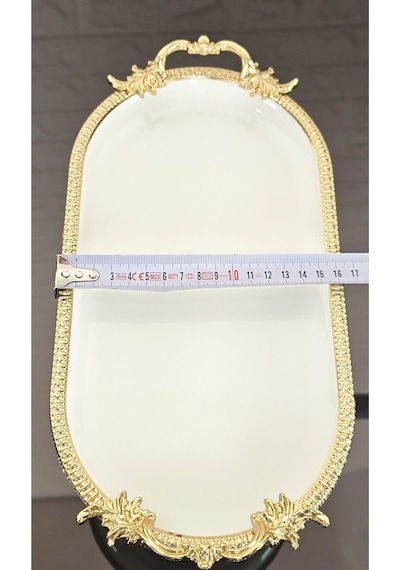 Porselen Küçük Sade Kayık Sunumluk Döküm Gold Çerçeveli Ve Ayaklı 30 Cm Beyaz