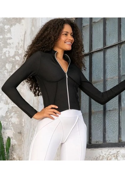 Lismina Power Fit Siyah Uzun Kollu Spor Ceket Siyah