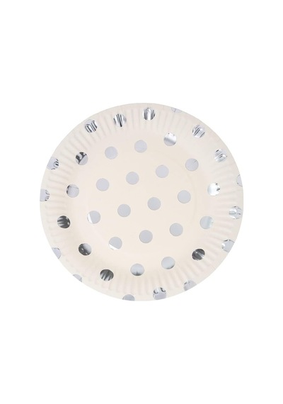 Süsle Bebek Ve Parti Varak Baskılı, Gümüş Puanlı Karton Tabak, 23 Cm - 8 Adet Diğer