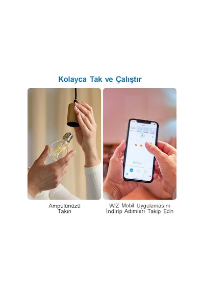 Wiz 60W Sarı-Beyaz Ambiyans E27 Şeffaf Cam Akıllı Filament Ampul (A60)