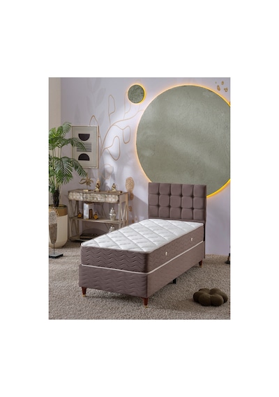 Beehanem Bengü Baby Face Kumaş Baza + Başlık + Yatak Seti 90x190 Kahverengi Ortopedik Konfor 3'lü 90 x 190