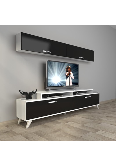 Decoraktiv Ekoflex 5 Slm Retro Tv Ünitesi Tv Sehpası Beyaz - Siyah